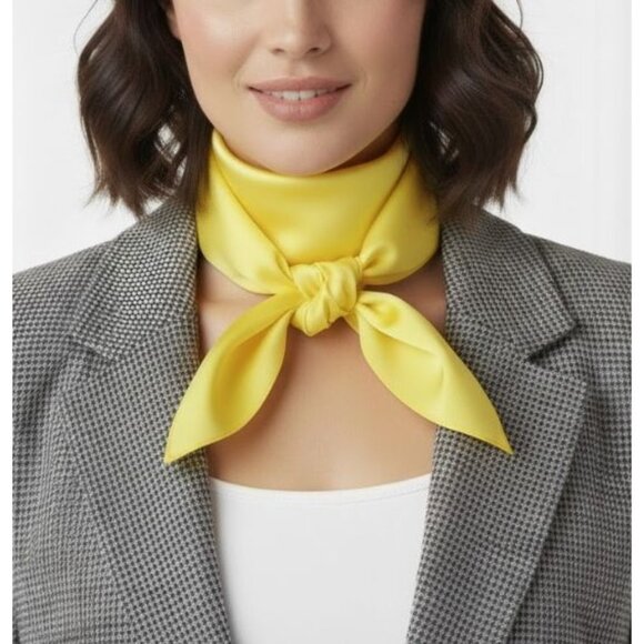 ⭐New Elegant Bandana Silky Square Scarf Yellow Hiyab Neckerchief Shawl headband⭐ - Picture 1 of 6